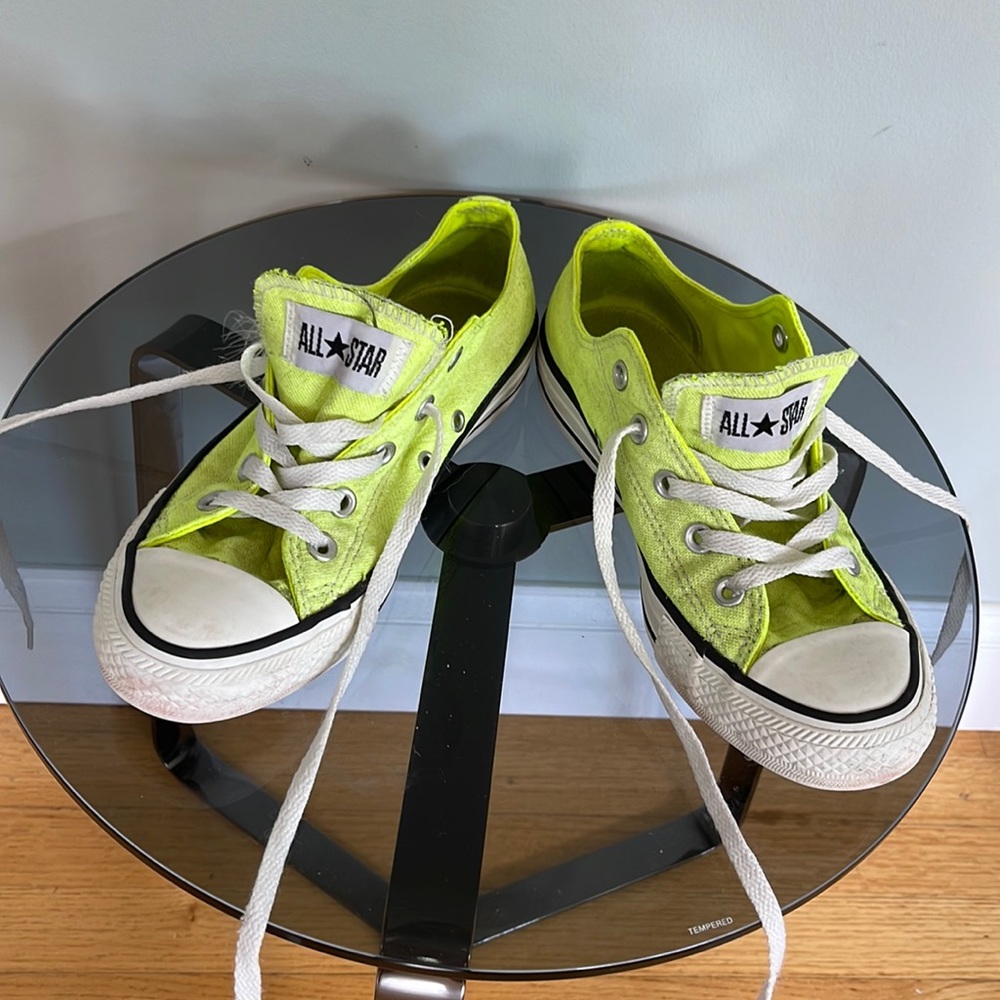 Neon yellow Converse All Star shoes